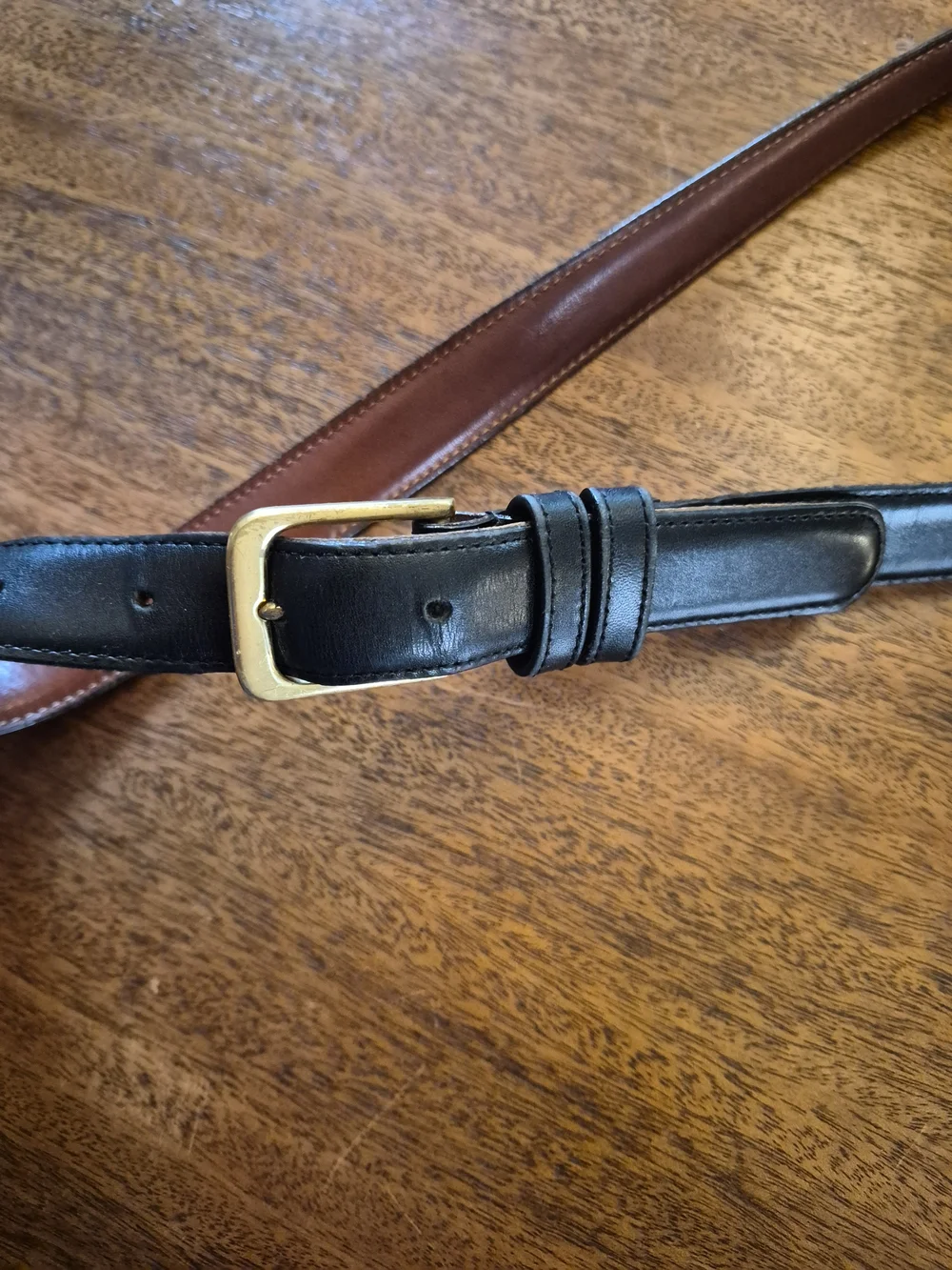 Coach Men's Black Leather Belt with Gold Buckle Size 34